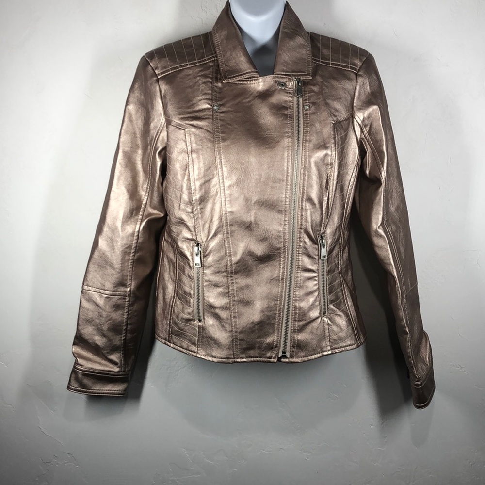 NWT Baccini rose gold faux leather jacket SP